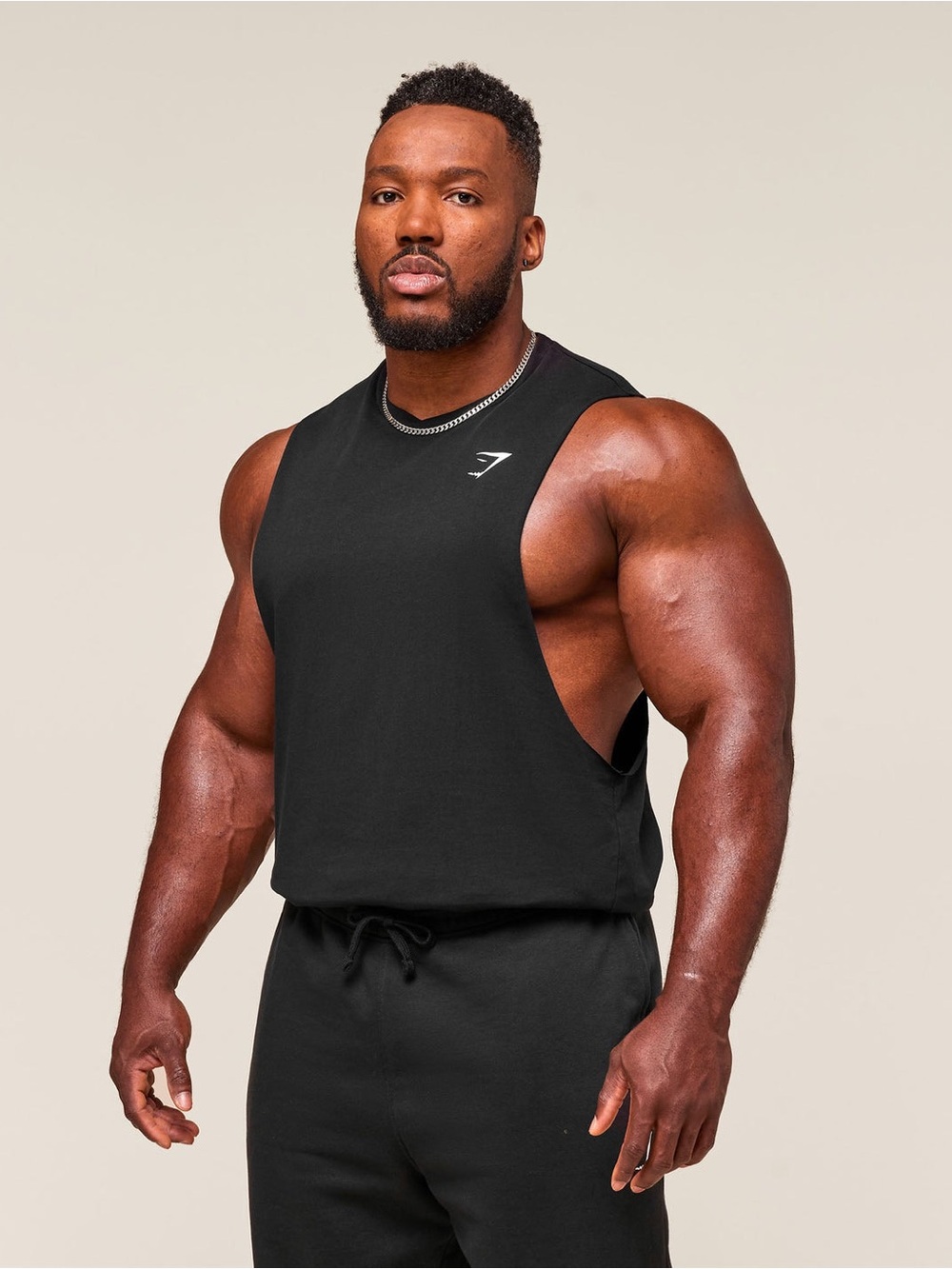 Gymshark Men’s Black Critical 2.0 Drop Arm Tank Size Medium